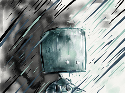 It always rains on Sunday illustration paper app robot