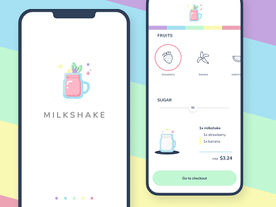 Milkshake! checkout fruits milkshake mobile pastel restaurant shake ui