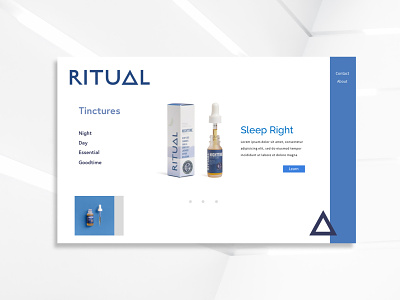 Ritual Drops blue and white brand landing page ui