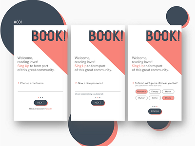 Daily UI #001, Sign Up book app daily ui dailyui dailyui 001 dailyux design mobile mobile app mobile app design mobile design mobile ui sign up signup