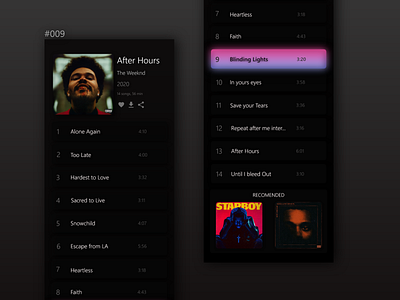 Daily UI #009, Music Player - Album app design challenge daily ui dailyui dailyuichallenge dailyux design music app music player ui ui practice uipractice