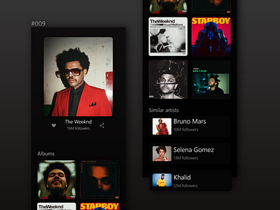 Daily UI #009, Music Player - Artist