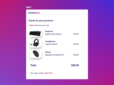 Daily UI #017, Email receipt