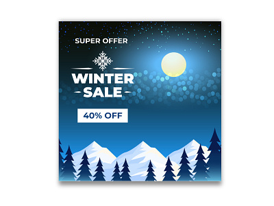 Template for Winter Sale Web Post add design art banner branding design flat graphic design illustrator new vector web