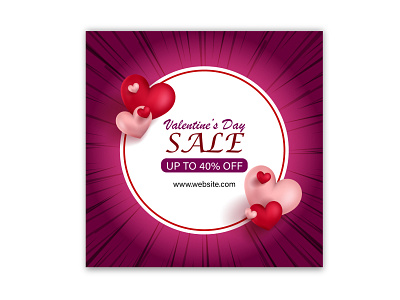 Realistic Valentine's Day Sale Vector Web Template add design banner branding design facebook ads flat graphic design illustrator instagram new vector web