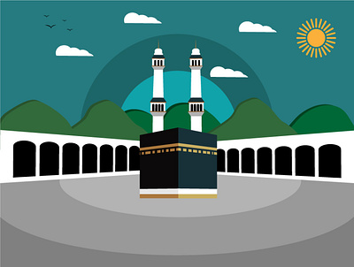 Arabic Muslim Makka Landscape Illustation art design facebook ads flat graphic design illustration illustrator new vector web