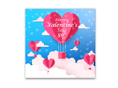 Stylish Paper Heart Valentine's Sale Web Template add design banner branding facebook ads flat graphic design illustrator new vector web