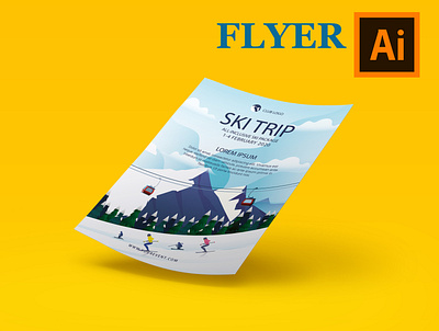 Winter Ice Ski Trip Flyer add design animation art branding flat graphic design new poster print vector web