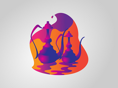 Indian's Water Jug big gradients illustrations india jug objects orange pink purple red small vector water