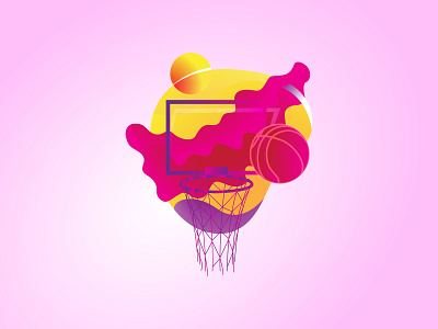 Basket Ball ball basket basket ball branch pink purple red sports sun vector yellow