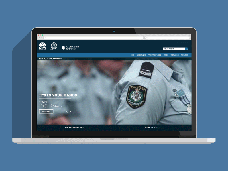 NSW Police Recruitment flat ui fluid homepage responsive video