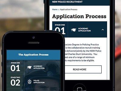 Application Process - NSW Police Recruitment mobile process ux