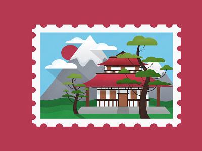 japan postcard design illustration