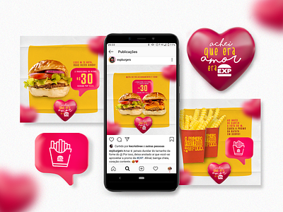 Achei que era amor, era EXP adobe photoshop advertising advertising campaign art design art direction art direction design arte digital burger design food food art layout mobile design photoshop restaurants social media valentine day valentines day