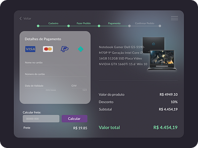 DailyUI#2 | Checkout Credit Card
| Design | Dark Mode