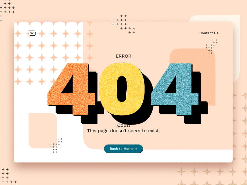 404 Page for workshore.io 404 after effects animation daily 100 challenge daily ui dailyui8 dailyuichallenge design error figma grain microanimation soft ui uiux website