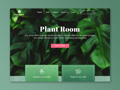 Café And Plant Shop Homepage branding café café website homepage homepagedesign photoshop plant shop plants shop ui ui design uiux user interface ux ux design website website design