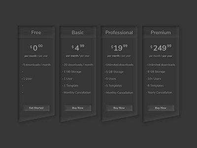 Pricing Tables fundesign neumorphism photoshop pricing pricing page pricing table soft ui ui uiux usability ux website design