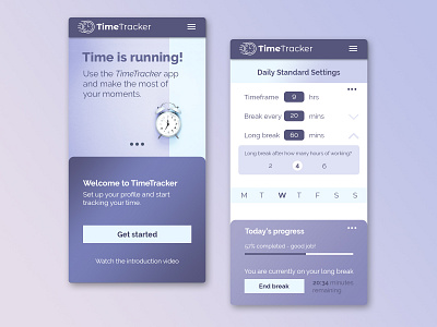 TimeTracker Mobile App app fundesign mobile mobile app photoshop purple time time tracking ui ui design uiux uiux design usability user interface ux
