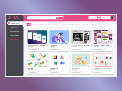 Dribbble Redesign Concept