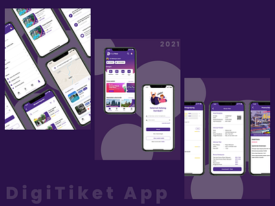 Redesign DigiTiket Mobile android app design app design app ticket art design digitiket purple ticket online travel app uidesign uiux