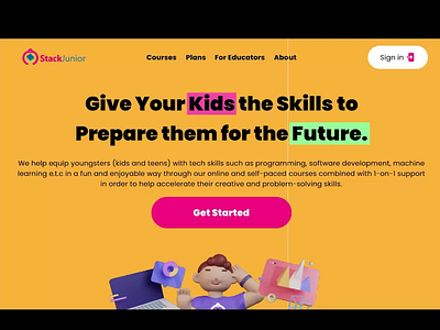 Online Kid's Coding School courses edtech kids landing page online course ui website