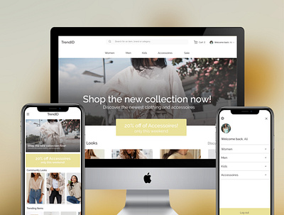 TrendID brand design design app fashion minimal mobile mobile ui shop simple ui design ux web yellow