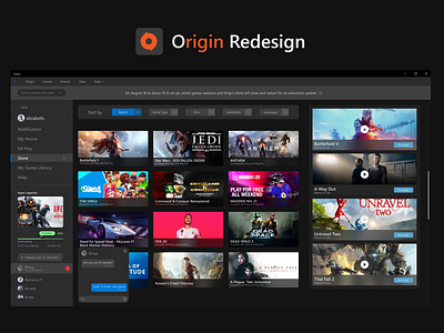 Origin Redesign design desktop desktop design ui ux web