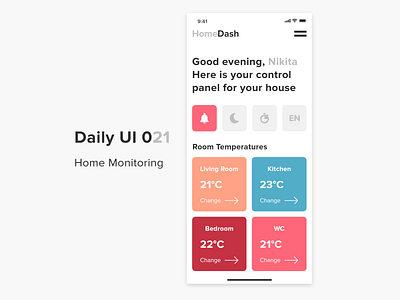 Home Monitoring Dashboard UI Example dailyui design design inspiration home home monitoring home monitoring dashboard inspiration mobile design ui uidesign