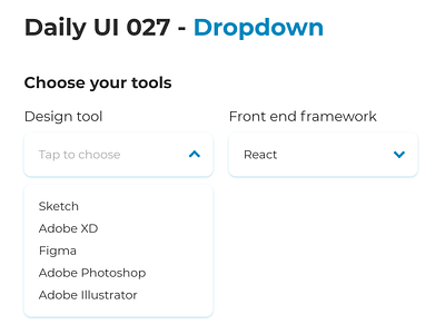 Dropdown UI Example dailyui design design inspiration dropdown dropdown ui dropdowns inspiration mobile design ui uidesign web design webdesign