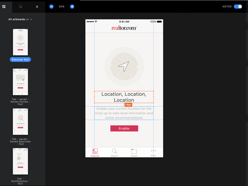 Empty State Deliverables location services mobile realtor.com d13457 empty state null state