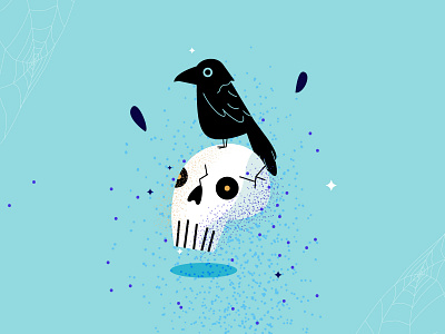 Happy Halloween animation art character design crow flat halloween illustration illustrator minimal motion graphics skull