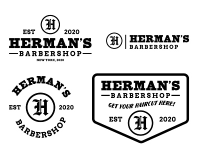 Hermam's Barbershop Logo Collection art badge badge design badge logo badgedesign badges barber barbershop brand identity branding design flat gothic haircut logo logo design shop vector