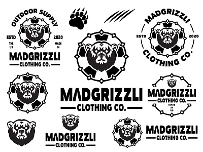 MADGRIZZLI CLOTHING CO. DESIGN art badge badgedesign branding design illustration logo logo design typography vector