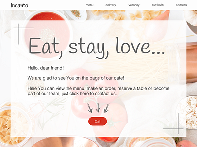 1st block of landing page for cafe
