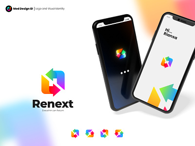 Renext Logo android app arrow colorful eco gree icon icon logo ios logo modern recycle ui