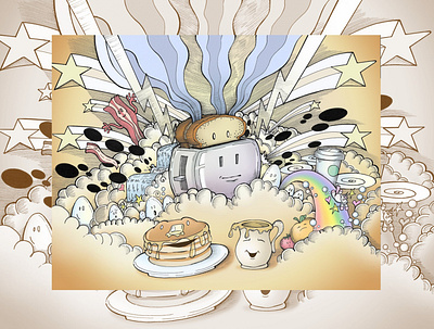 Breakfast food heaven illustration