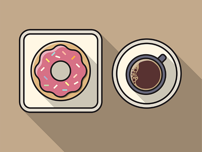 Donut and Coffee Simple Flat Design
