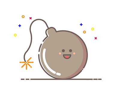 Cute bomb Flat Design bomb brown cute explode flat flat art flat design minimalist simple