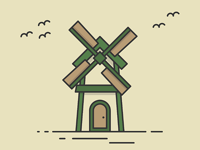 Wind Mill Simple Flat Design brown cute design flat flatart flatdesign illustrator minimalist simple windmill