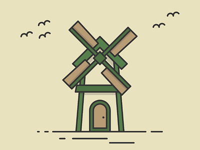 Wind Mill Simple Flat Design