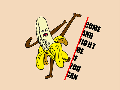 Banana Fighter : Come and fight me if you can adobe illustrator artwork banana design drawing editorial illustration flat design food illustration fruit fruit drawing illustration spot illustration ui vector