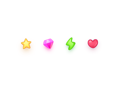 Game Icon cute game icon jewel lightning peach heart star ui