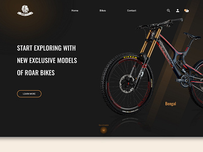 Roar Bike - Above the fold dark mode dark theme dark ui roar bike ui web ui webdesign