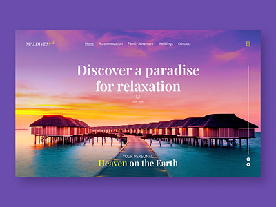 Maldives. Concept first screen. banner concept design first screen landing maldives site travel travelling ui