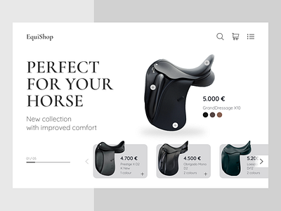 EquiShop Concept - Dressage Saddles banner design dressage equestrian landing online store sport ui