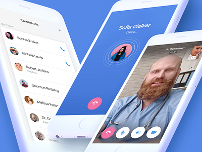 Pillo Redesign. Care Team Screens android appointment audio call calling cell communication contacts conversation design digital doctor friends interaction ios meeting phone ui ux video