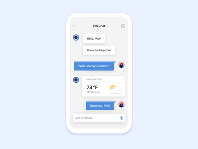 Pillo Health App Redesign — Chat ai android animation application artificial intelligence bot chat chat bot conversation design digital gif healthcare ios med medical medication ui ux weather