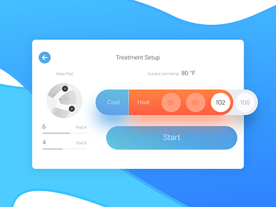 Cooling & Heating Device — Treatment Setup Screen Details cold console cool design device digital doctor health healthcare heat hot med medical medicare recovery temperature therapist therapy ui ux