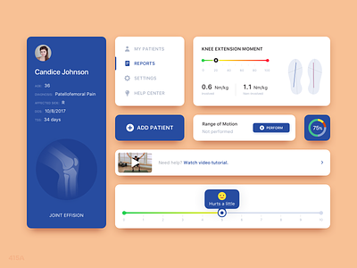 Healthcare App UI Patterns android button detail digital graph health illustration ios joint knee med medical medicare medicine menu menu card pain profile scheme ux